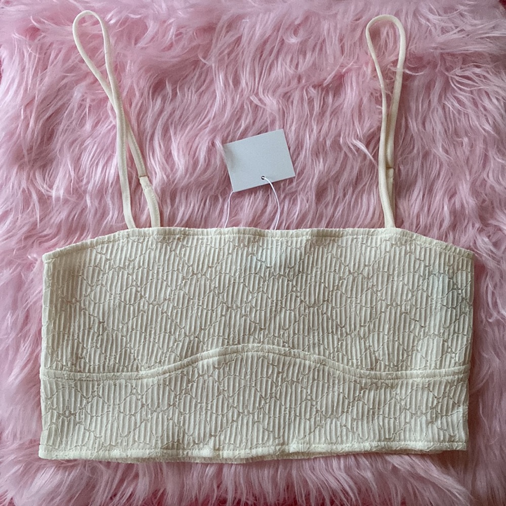 🤍Zara Lace Design Ribbed Crop Top🤍